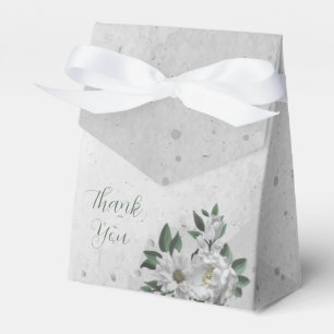 romantic white flowers greenery wedding favour box