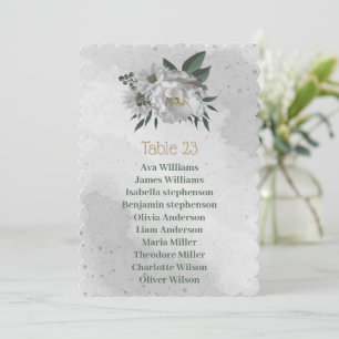 romantic white flowers seating chart card