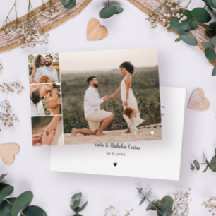 Romantic White Heart Wedding Photos Thank You Card