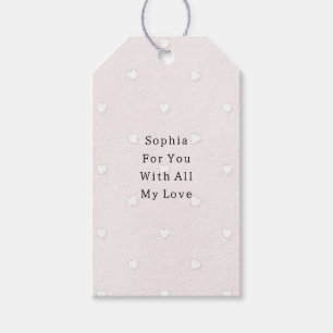 Romantic White Hearts Pink Valentine's Day Gift Tags
