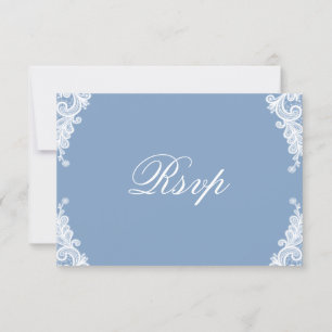 Romantic White Lace And Blue Wedding RSVP Cards