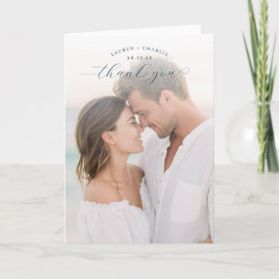 Romantic White Minimalist Photo Thank You Card