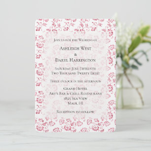 Romantic White Pink Glitter Floral Wedding Invitation