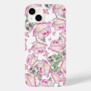 Romantic white pink yellow summer rose floral Case-Mate iPhone 14 plus case