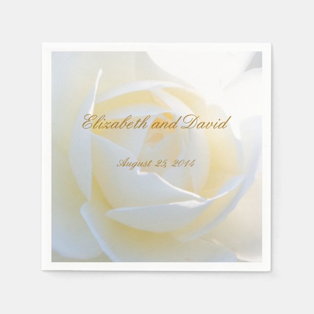 Romantic White Rose Wedding Napkins (Front)