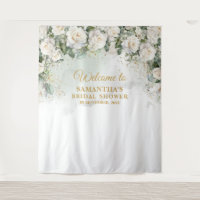 Romantic white roses Eucalyptus Bridal shower