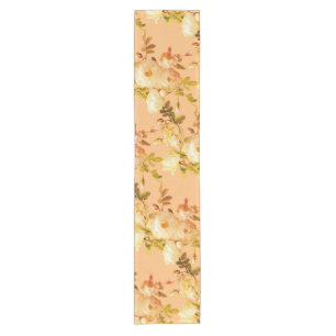 Romantic white roses on orange short table runner