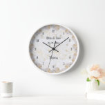 Romantic white roses wedding gift round clock<br><div class="desc">The queen among flowers - the rose! Delicate rose wonderful wedding gift or wedding anniversary!  Designed by Marions Artwork. You can customise the design or transfer it to another product! Add text,  change the size and more!</div>