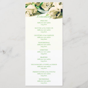 Romantic White Roses Wedding Program Programme