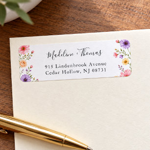 Romantic White Wildflower Wedding Return Address