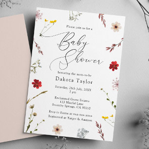 Romantic Wildflower Baby Girl Shower Invitation