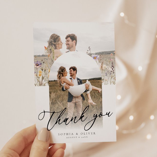 Romantic Wildflower Bloom Floral Wedding Thank You Card (Creator Uploaded)