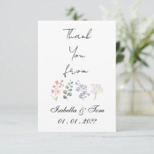 Romantic Wildflower Botanical Lavender Wedding Thank You Card