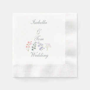 Romantic Wildflower Botanical Wedding Party Napkin