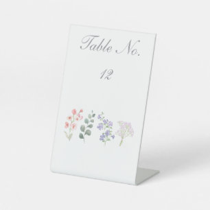 Romantic Wildflower Botanical Wedding Table Number Pedestal Sign