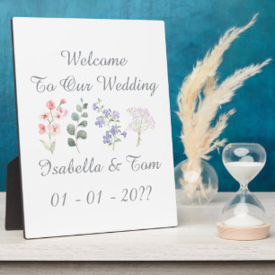 Romantic Wildflower Botanical Wedding Welcome Sign Plaque