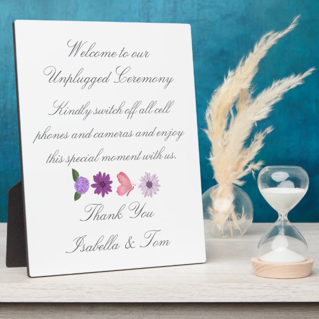 Romantic Wildflower & Butterfly Unplugged Ceremony Plaque (Side)