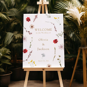 Romantic Wildflower Foil Wedding Welcome Sign