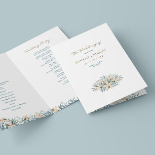 Romantic Wildflower Folded Wedding Program Card