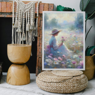 Romantic Wildflower Meadow Girl  Canvas Print