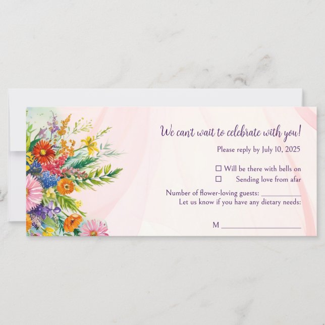 Romantic Wildflower Spring Wedding Response Cards (Front)