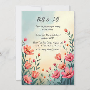 Romantic Wildflower Sunset Wedding Invitation