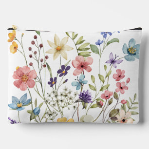Romantic Wildflower Watercolor  Accessory Pouch