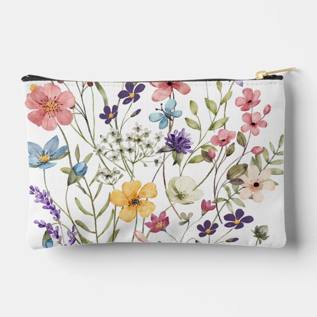 Romantic Wildflower Watercolor  Accessory Pouch (Back)