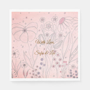 Romantic Wildflower Wedding Favour Stickers Napkin