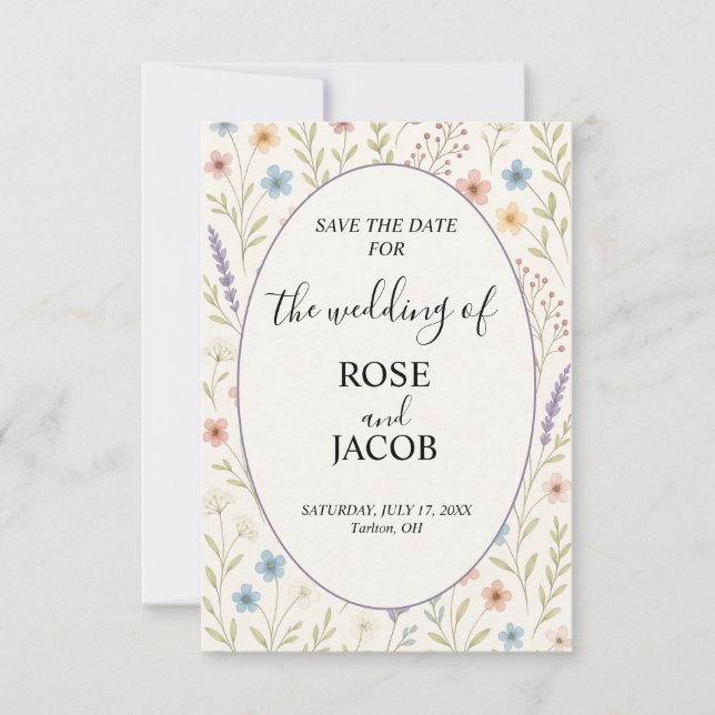 Romantic Wildflower Wedding Save the Date  (Front)