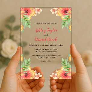 Romantic Wildflowers Boho Summer Floral Wedding Acrylic Invitations