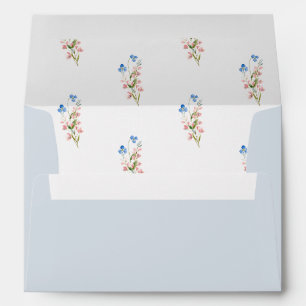 Romantic Wildflowers Garden Blue Vintage Envelope