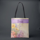 Romantic Wildflowers Wedding  Tote Bag<br><div class="desc">These gorgeous,  elegant wildflowers look like they are in a dream on this romantic wedding bag design. Colours of lavender,  purple,  pink and yellow make this a breathtaking gift for the bride,  mother of the bride,  bridesmaids,  etc. All wording is customisable.</div>