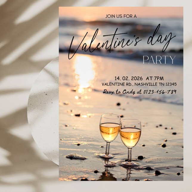 Romantic Wine Glasses Valentine's Party Invitation (Creator Uploaded)