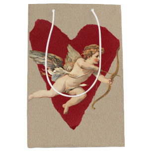 Romantic Wine Red Heart Angel Bow & Arrow Classic Medium Gift Bag