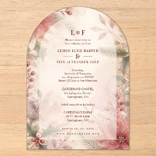 Romantic Winter Floral Blush Pink Wedding TLW26 Acrylic Invitations