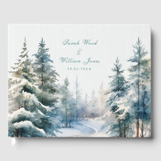 Romantic winter forest Wedding Guest Book