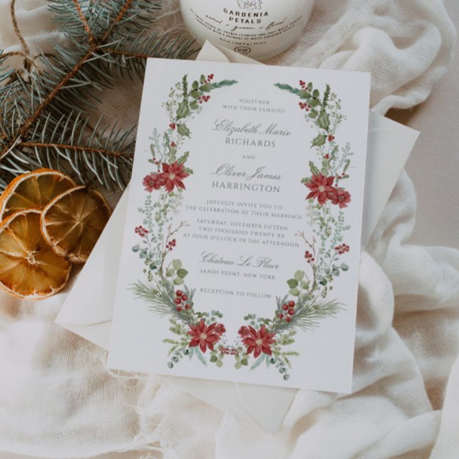 Romantic Winter Greenery Frame Wedding Invitation (Creator Uploaded)