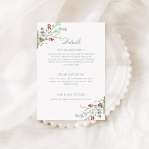 Romantic Winter Greenery Wedding Details Enclosure Card