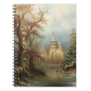 Romantic Winter Landscape with Ice Skaters Notebook
