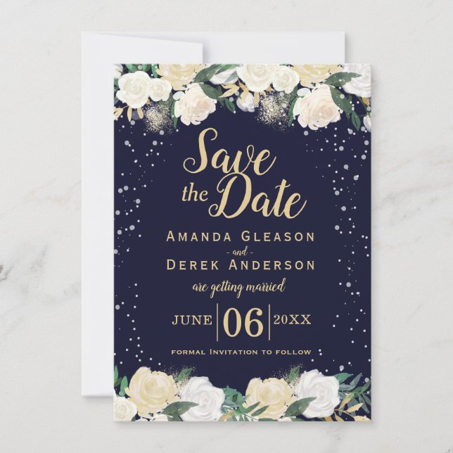 Romantic Winter Photo Save the Date (Front)