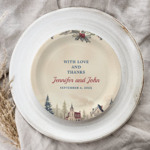 Romantic Winter Wedding Paper Plate