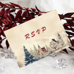 Romantic Winter Wedding  RSVP Card<br><div class="desc">This RSVP card boasts a magical winter village scene complete with snowfall, holly berries, and snow-clad pine trees. Seal the winter wonder in an envelope and send it to your guest's way. You can easily add your custom name(s) and wedding details by clicking on the “personalise this template” button. By...</div>
