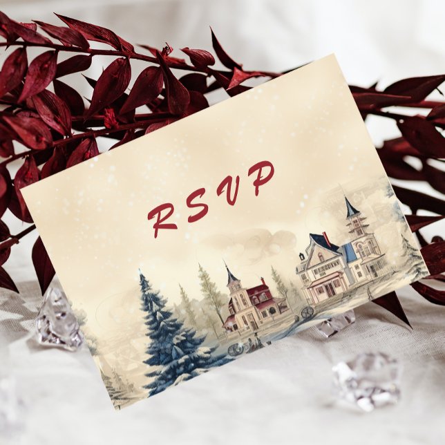 Romantic Winter Wedding  RSVP Card (Creator Uploaded)
