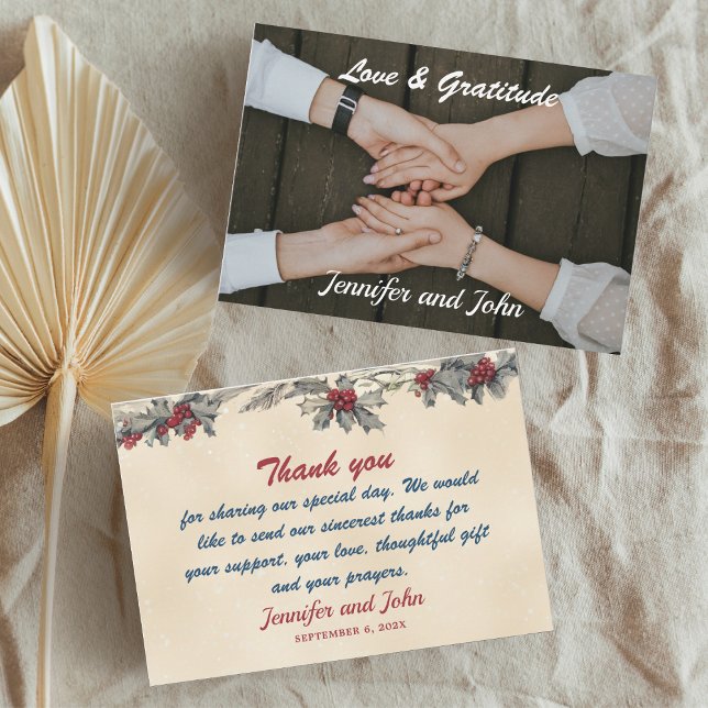 Romantic Winter Wedding Thank You Card (Creator Uploaded)