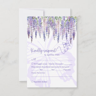 Romantic Wisteria & Butterfly Garden Wedding RSVP  Card