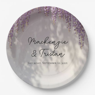 Romantic Wisteria Wedding Paper Plate