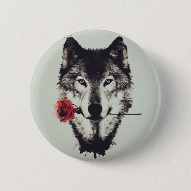Romantic wolf 6 cm round badge (Front)