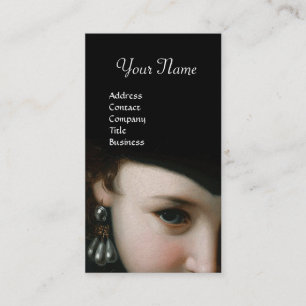 ROMANTIC WOMAN,ANTIQUE JEWELS AND PEARLS MONOGRAM BUSINESS CARD