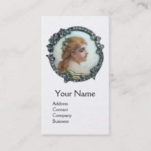 ROMANTIC WOMAN,DIAMOND FLOWER VINTAGE ENAMEL White Business Card